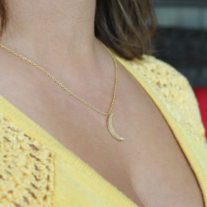 Dainty Waning Crescent Moon Necklace,Gold o Silver